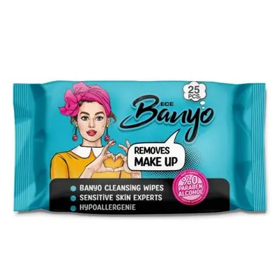 خرید دستمال مرطوب پاک کننده آرایش بانیو بسته 25 عددی  مدل EcE